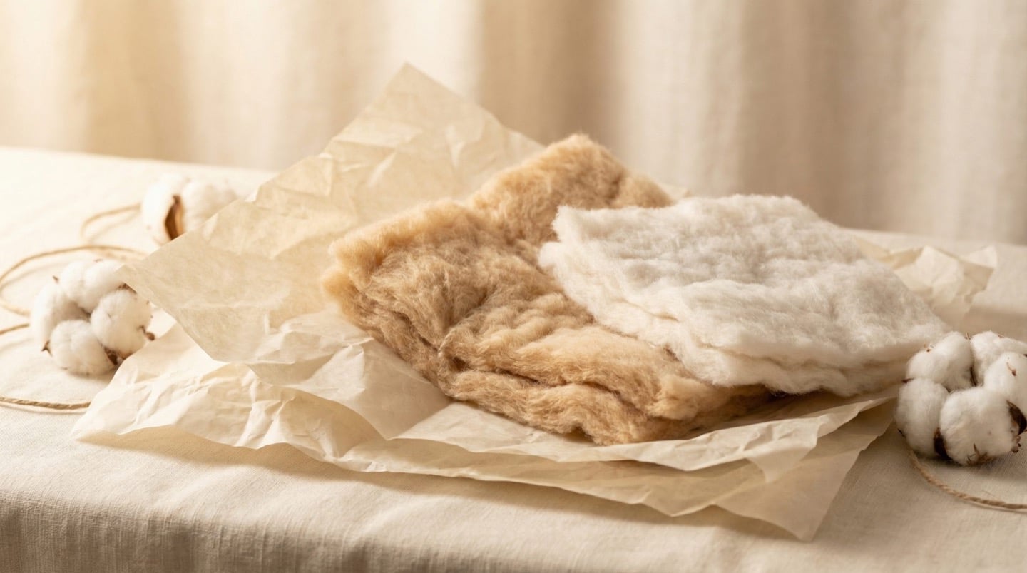 Biodegradable packaging materials — compostable cream tissue paper and natural cotton fiber padding